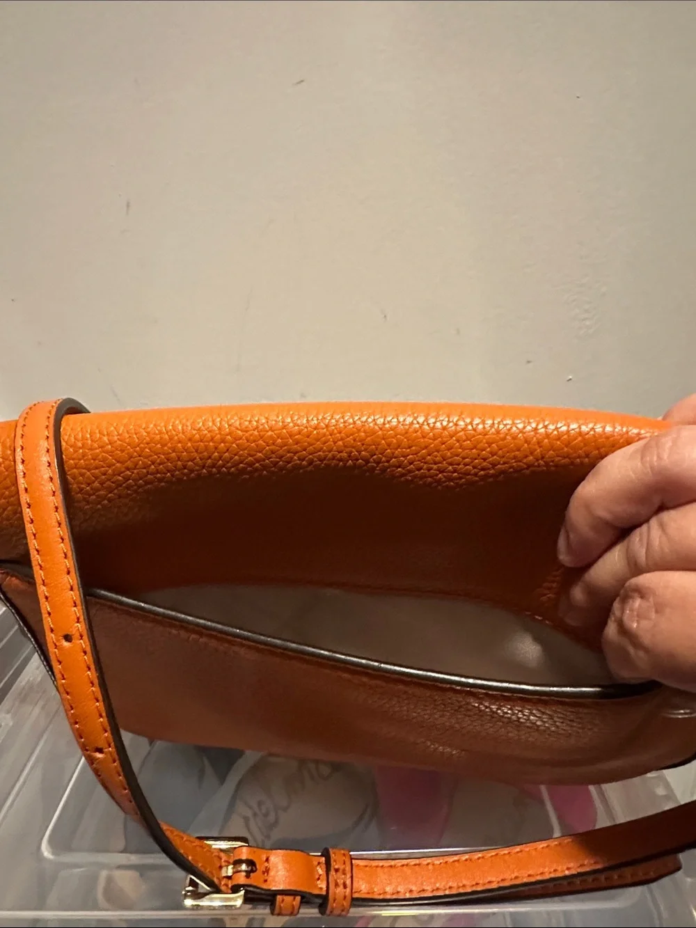 Michael Kors Orange Pebbled Leather Messenger Crossbody
